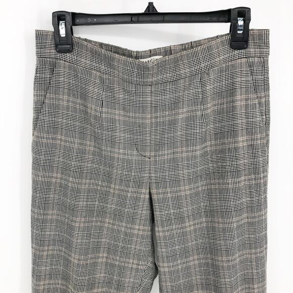 Babaton Womens Conan Plaid Dress Pants 6 Black Tan Midrise Slim Leg Stretch - Picture 4 of 9